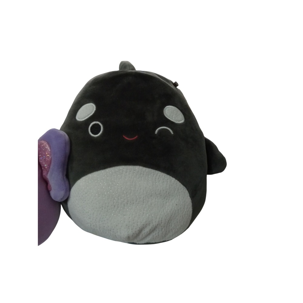Squishmallows Kai the Orca Whale 8 Inch Grey White‎ Glitter Belly Plush Toy